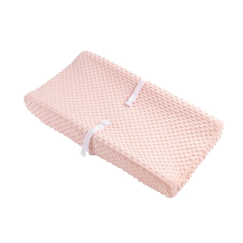 Aullar Solid Changing Table Pad Cover Cradle Sheet, Fits 32"/34''x16 Contoured Diaper Changing Pad, Ultra Soft Cozy Dots Plush Changing Table Covers, Breathable Wipeable Removable (Light Pink) - Image 3